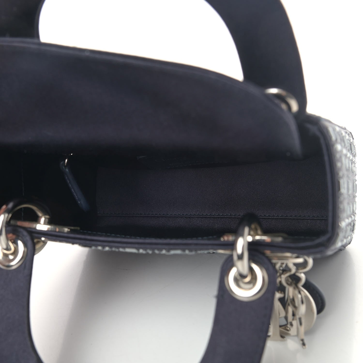 Christian Dior Satin Crystal Cannage Mini Lady Dior Black 4 of 9