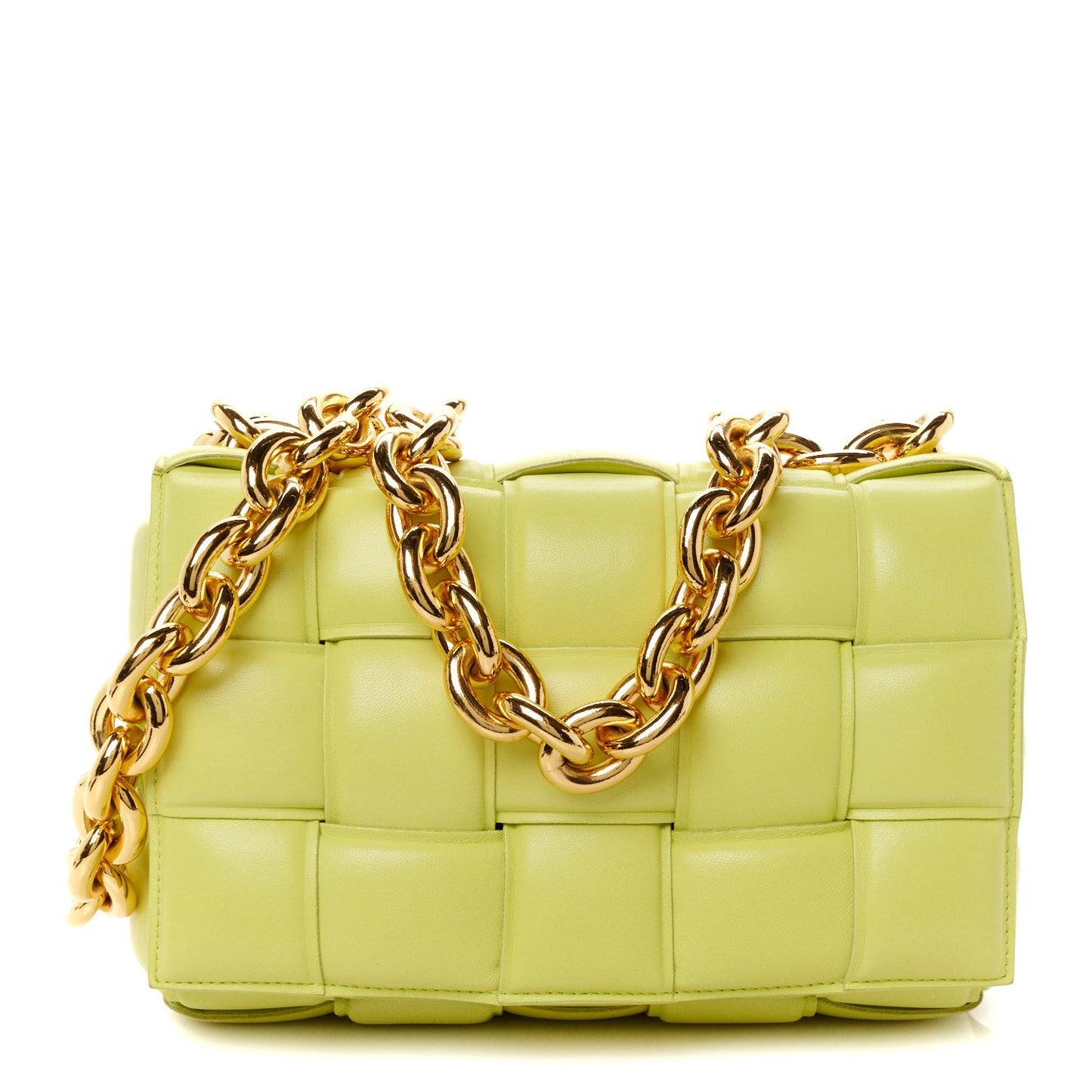 Lambskin Maxi Intreccio Padded Chain Cassette Crossbody Bag Kiwi