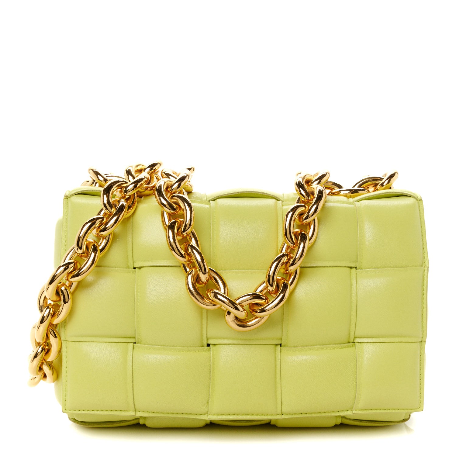Bottega Veneta Lambskin Maxi Intreccio Padded Chain Cassette Crossbody Bag Kiwi 1 of 10