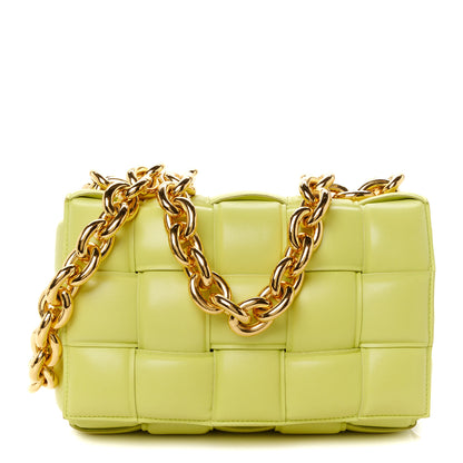Bottega Veneta Lambskin Maxi Intreccio Padded Chain Cassette Crossbody Bag Kiwi 1 of 10