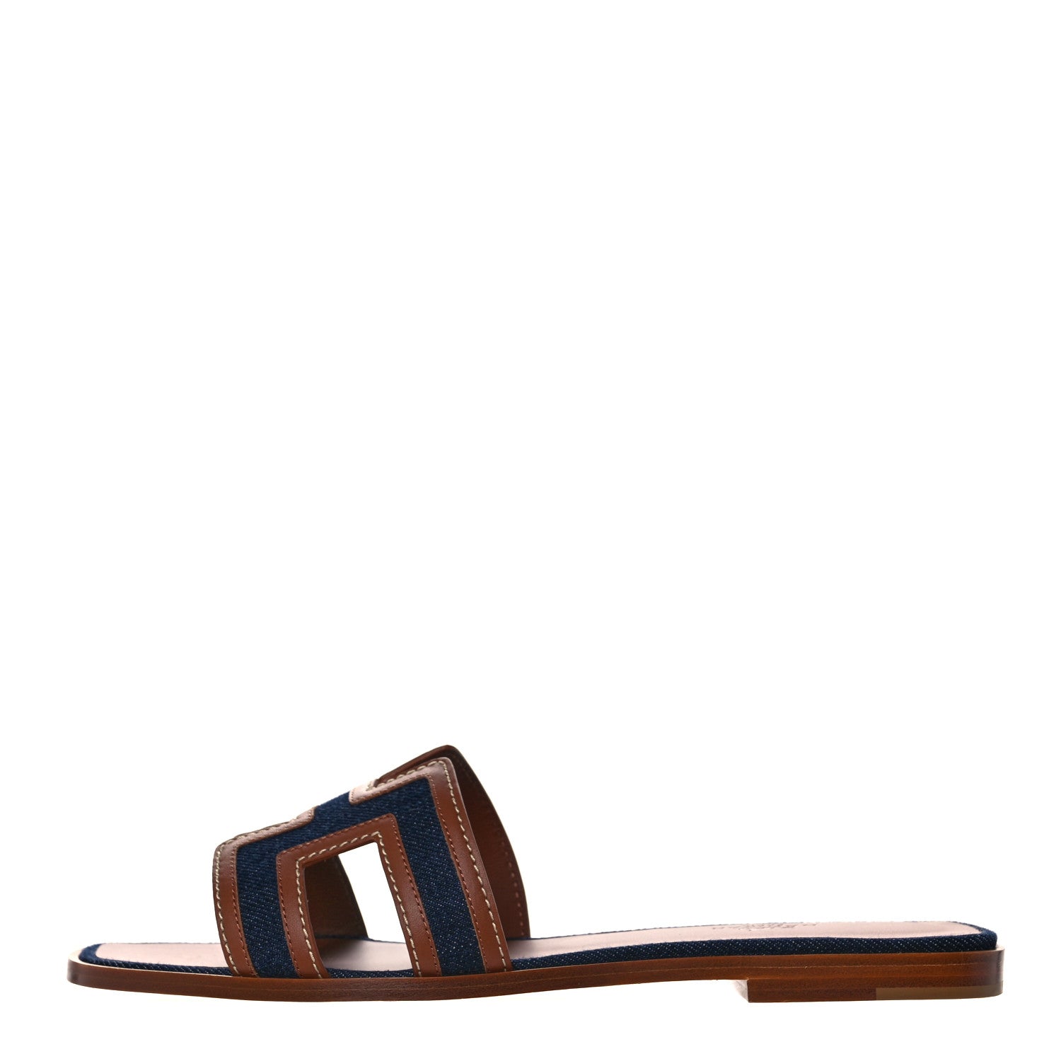 Hermes Calfskin Denim Oran Sandals 40 Bleu Brut Gold 1 of 8