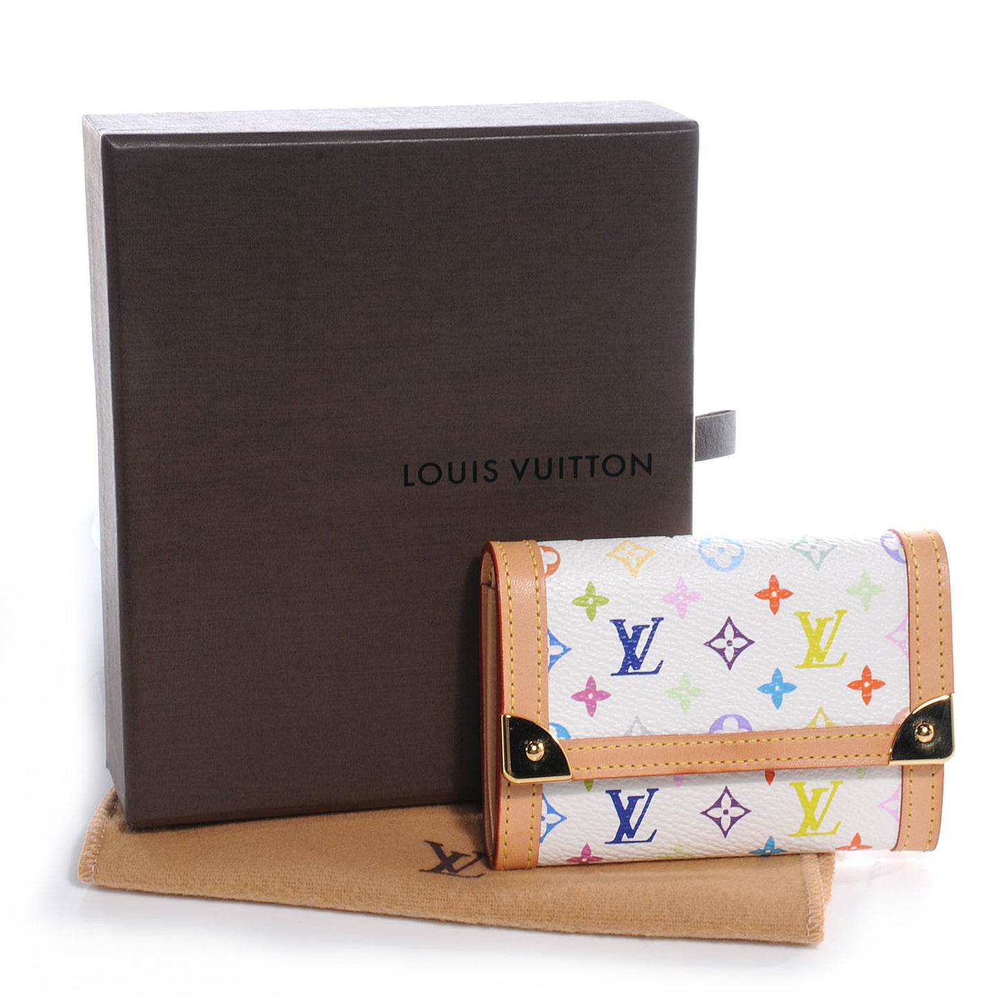 Monogram Multicolor Porte-Monnaie Plat Coin Purse White