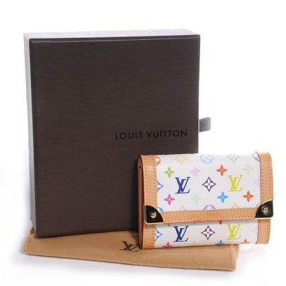 Louis Vuitton Monogram Multicolor Porte-Monnaie Plat Coin Purse White 5 of 8