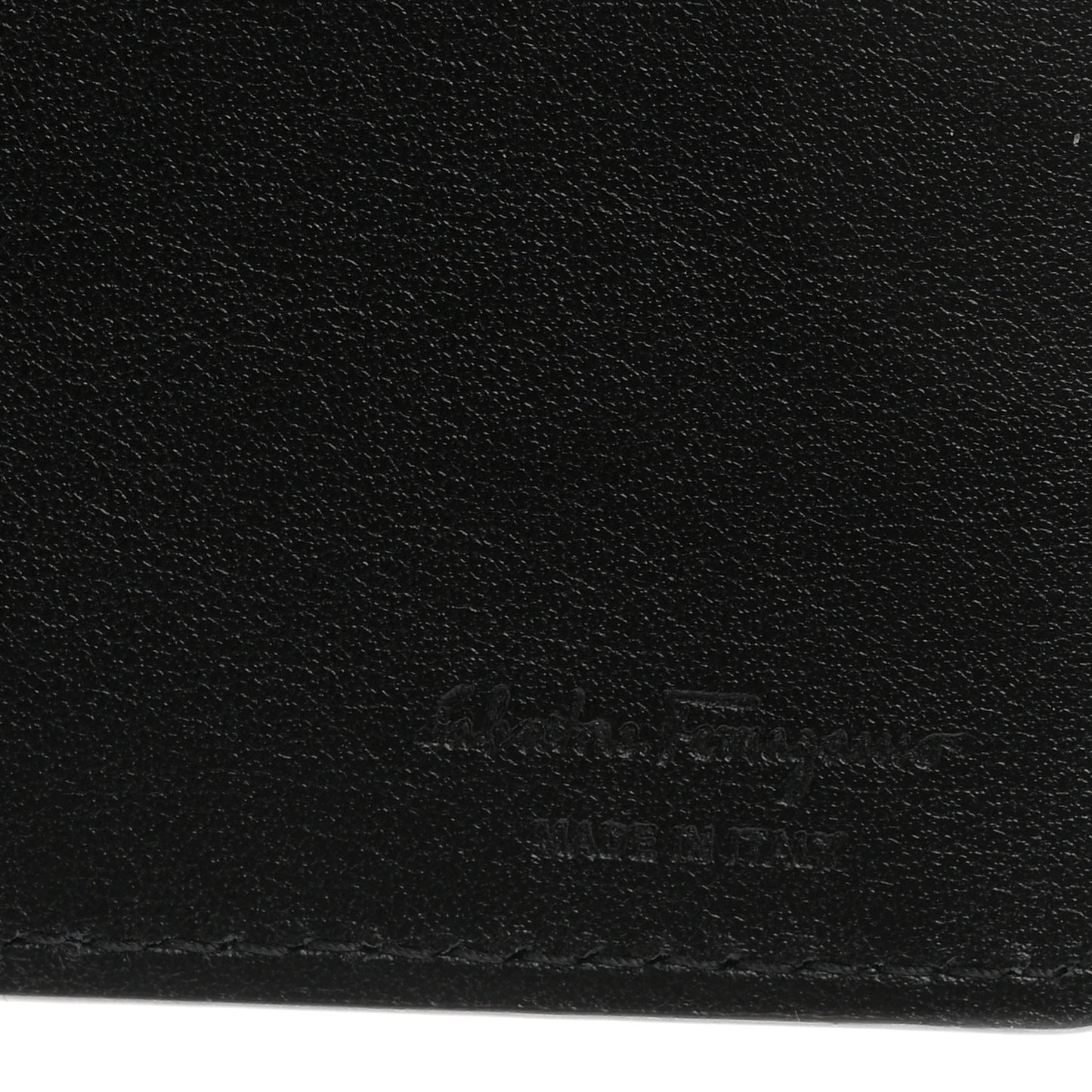 Calfskin Gancini Embossed Bi-Fold Wallet Black