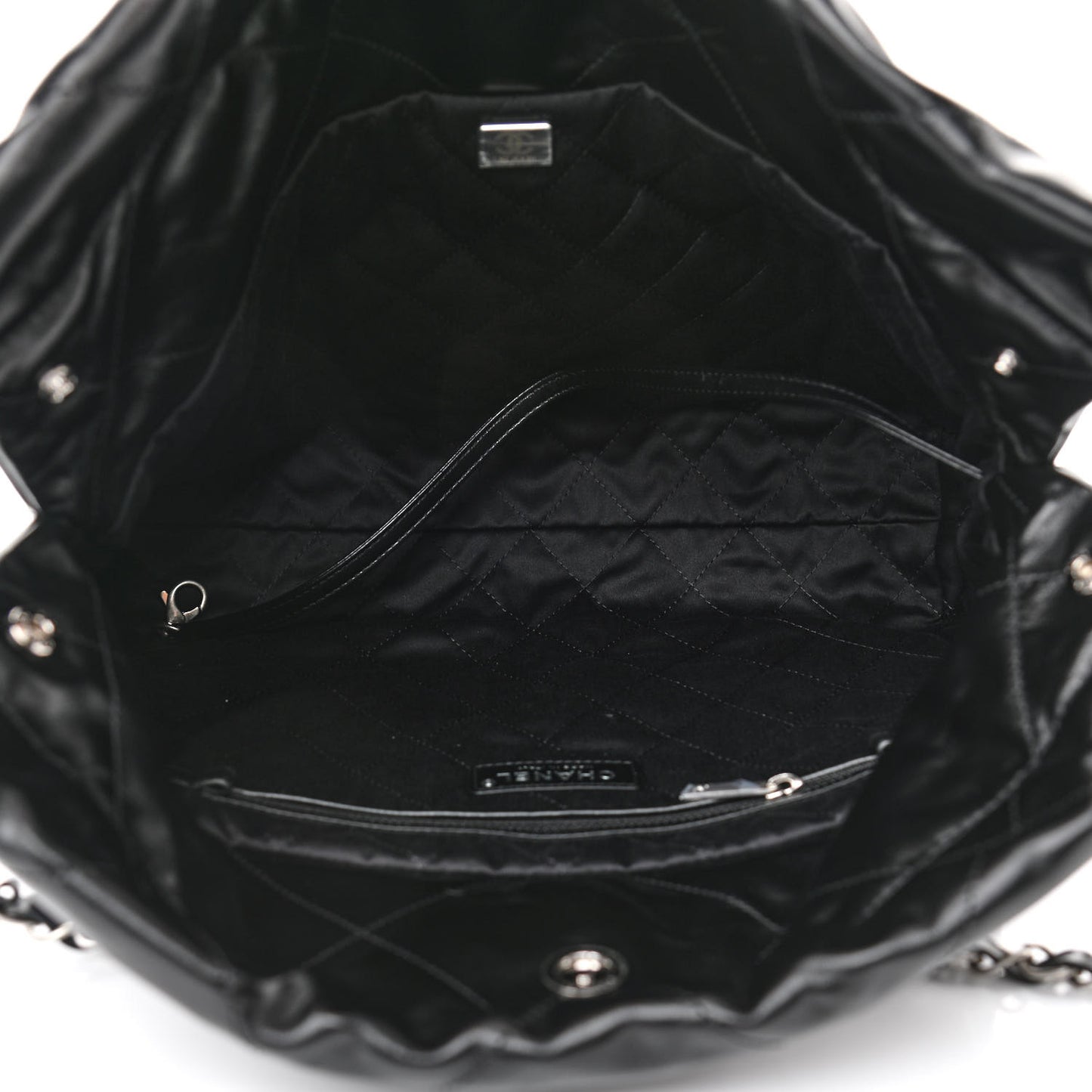 Shiny Calfskin Quilted Small Chanel 22 Black
