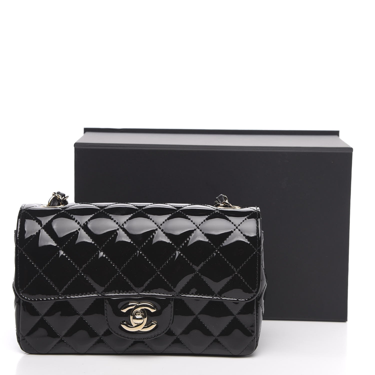 Chanel Patent Calfskin Quilted Mini Rectangular Flap Black 11 of 11