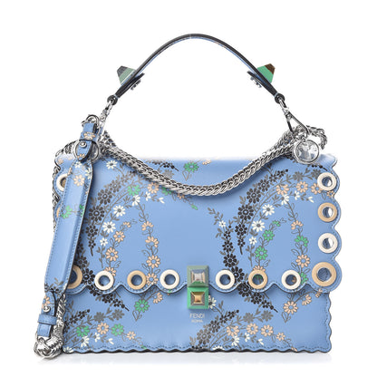 Fendi Vitello Liberty Japanese Blossom Scalloped Studded Grommet Kan I Shoulder Bag Nebula Multicolor 1 of 10
