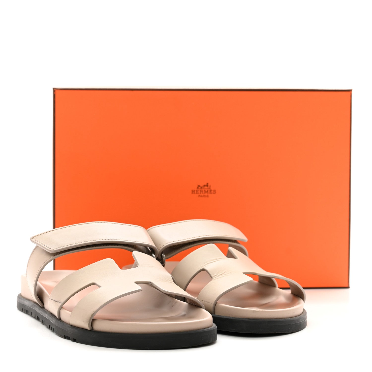 Hermes Calfskin Womens Chypre Sandals 38 Beige Mastic 10 of 10