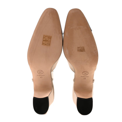 Chanel Satin Cap Toe CC Slingback Pumps 41 Beige Grey 6 of 8