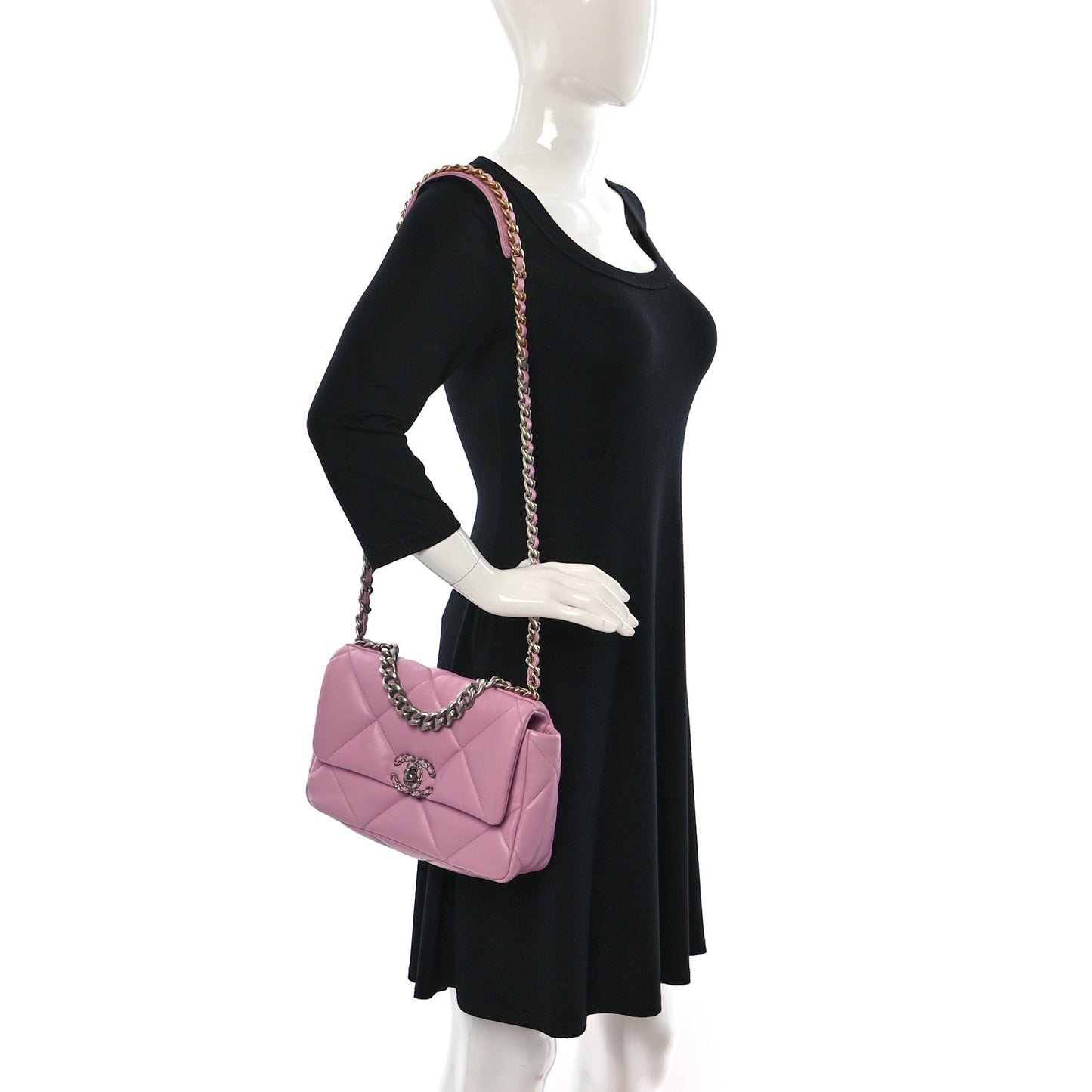 Lambskin Quilted Medium Chanel 19 Flap Pink