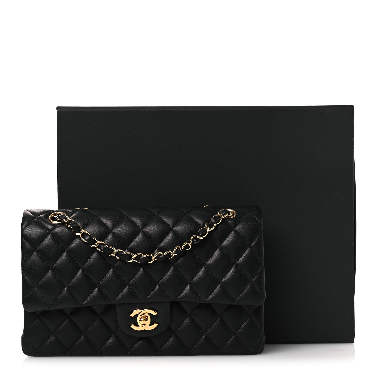 Chanel Lambskin Quilted Medium Double Flap Black 13 of 13