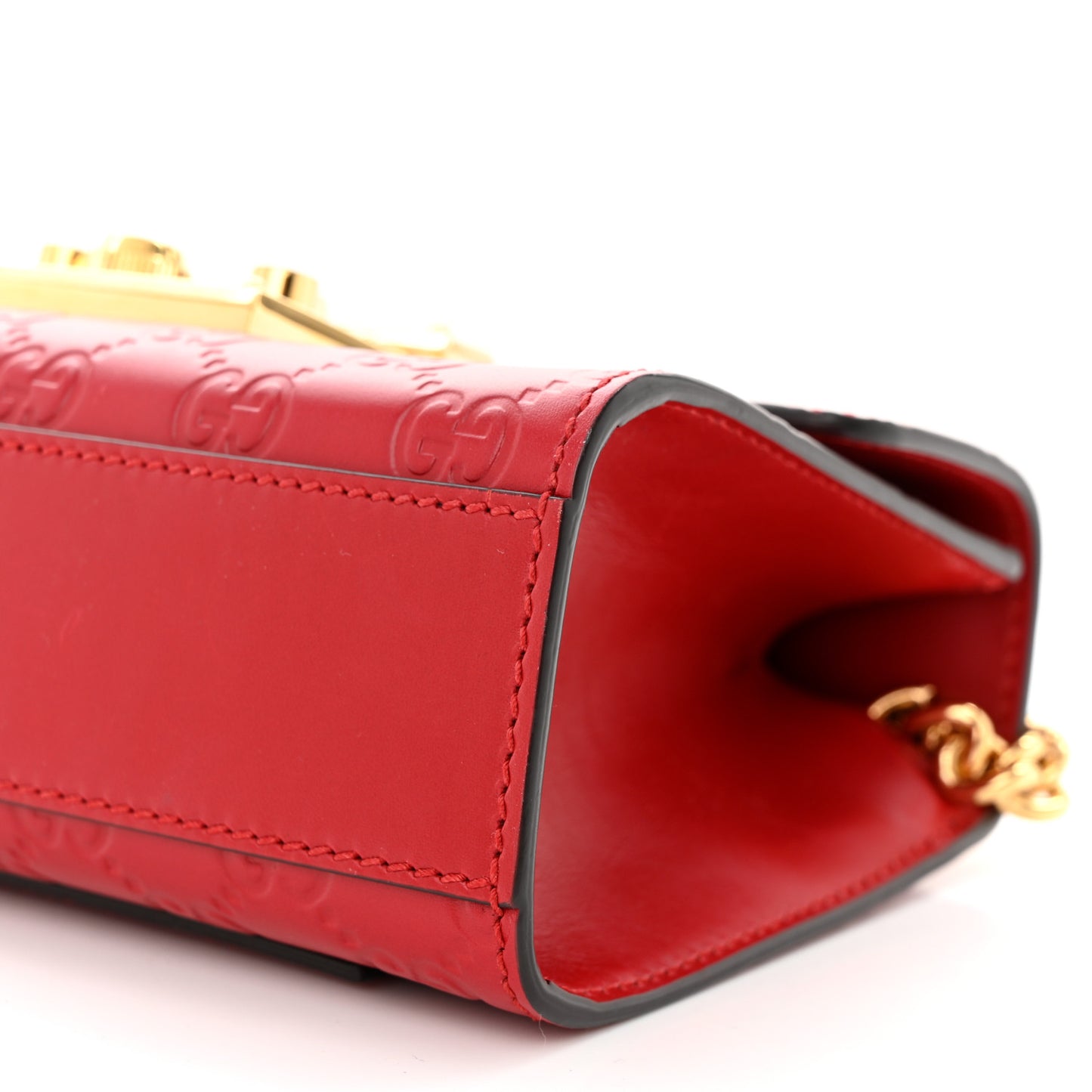Guccissima Small Padlock Shoulder Bag Hibiscus Red