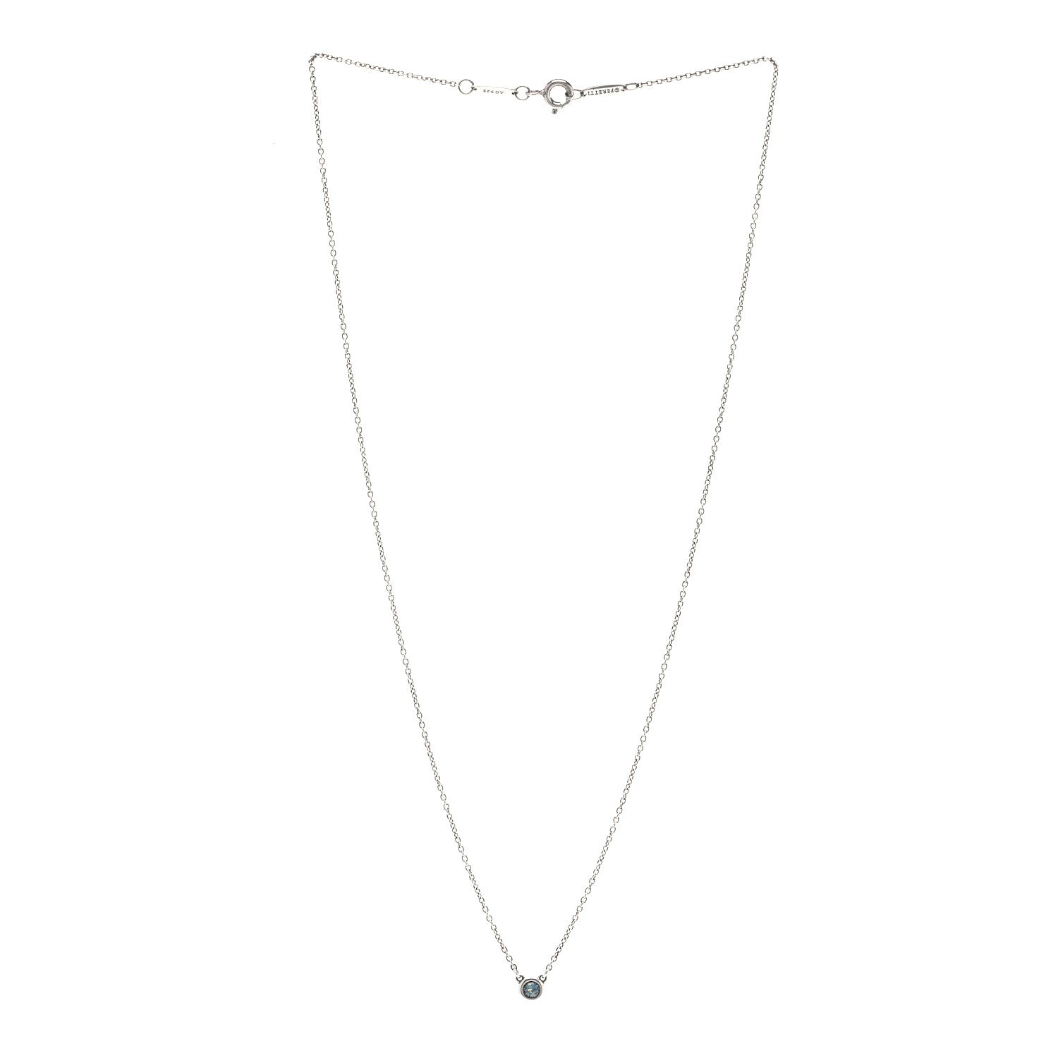 Tiffany Sterling Silver Aquamarine .06ct Elsa Peretti Color by the Yard Pendant Necklace 4 of 10