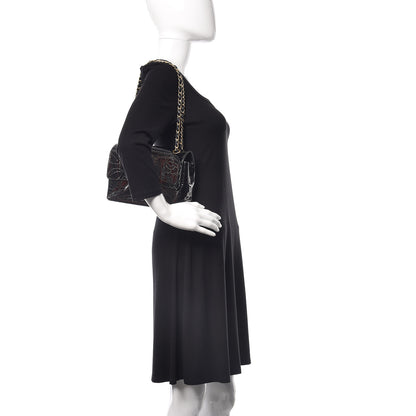 Chanel Patent Perforated Camellia Medium Single Flap Black 2 of 20