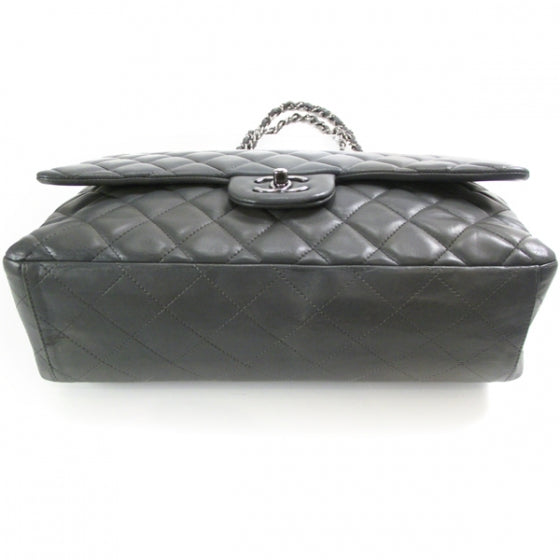 Lambskin Quilted Maxi Flap Gray