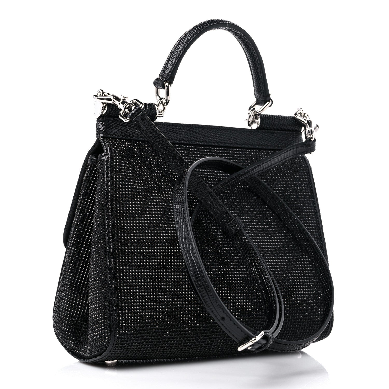 Dolce & Gabbana DOLCE &amp; GABBANA Crystal Small Miss Sicily Satchel Black 2 of 9