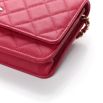 Chanel Caviar Quilted Wallet On Chain WOC Dark Pink 10 of 11