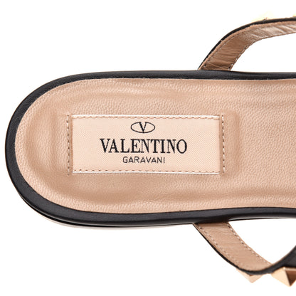Valentino Garavani Pebbled Calfskin Rockstud Flat Cage Mules 37 Black 7 of 9
