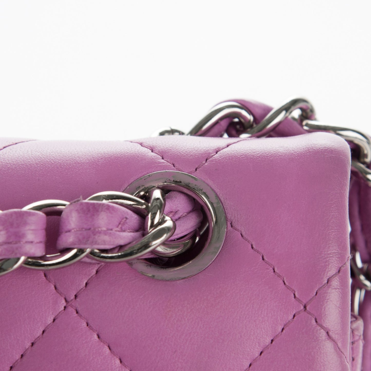 Lambskin Quilted Jumbo Double Flap Light Purple