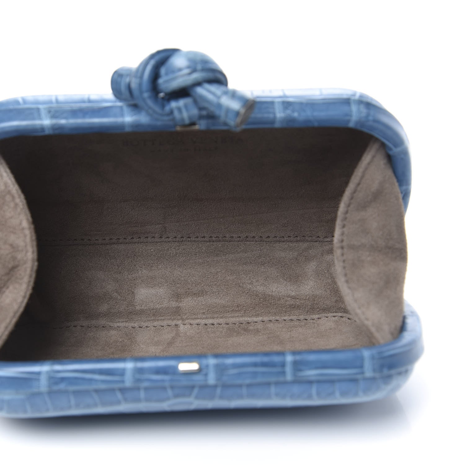 Bottega Veneta Crocodile Knot Clutch Blue 5 of 8