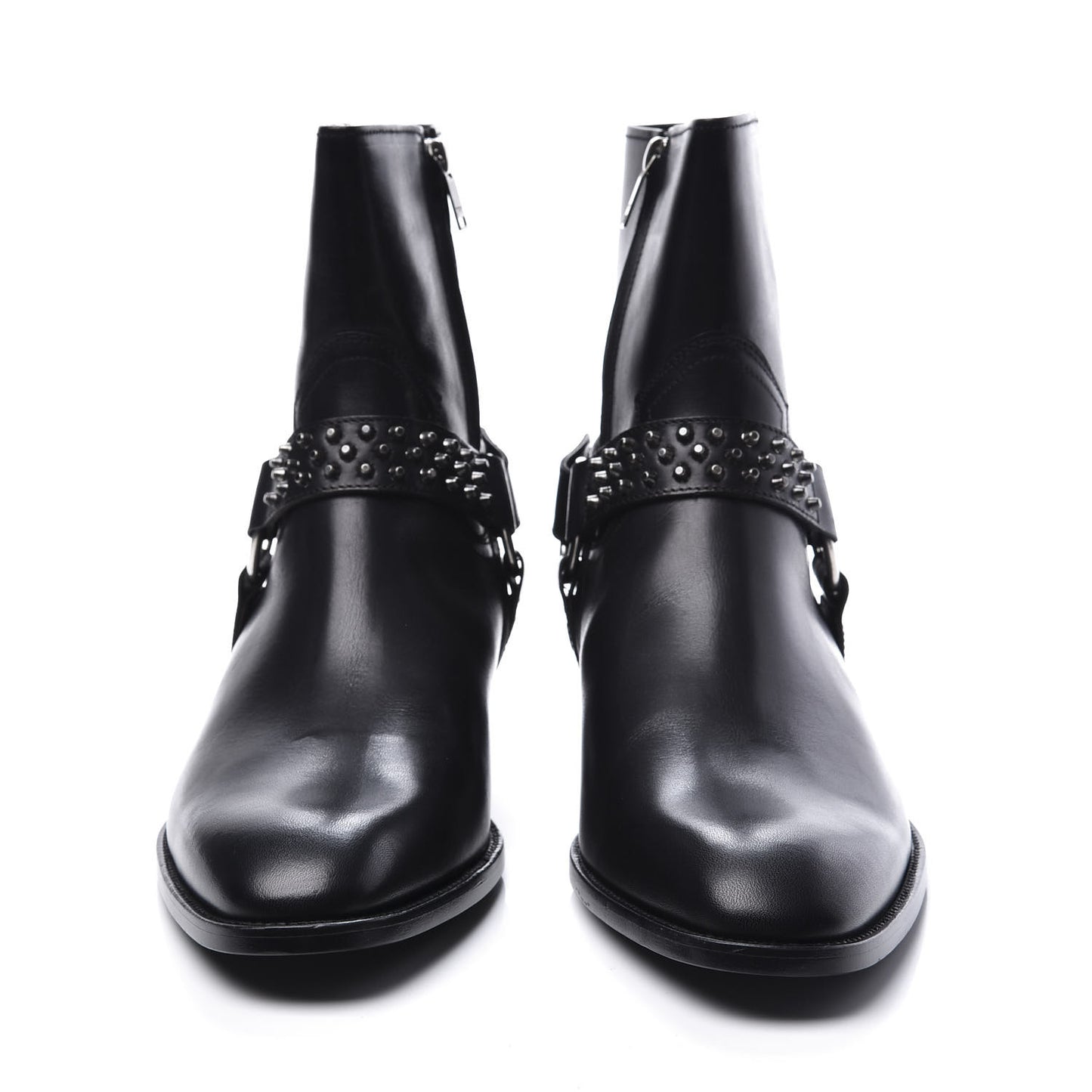 Calfskin Studded Mens Wyatt Harness Boots 41 Black