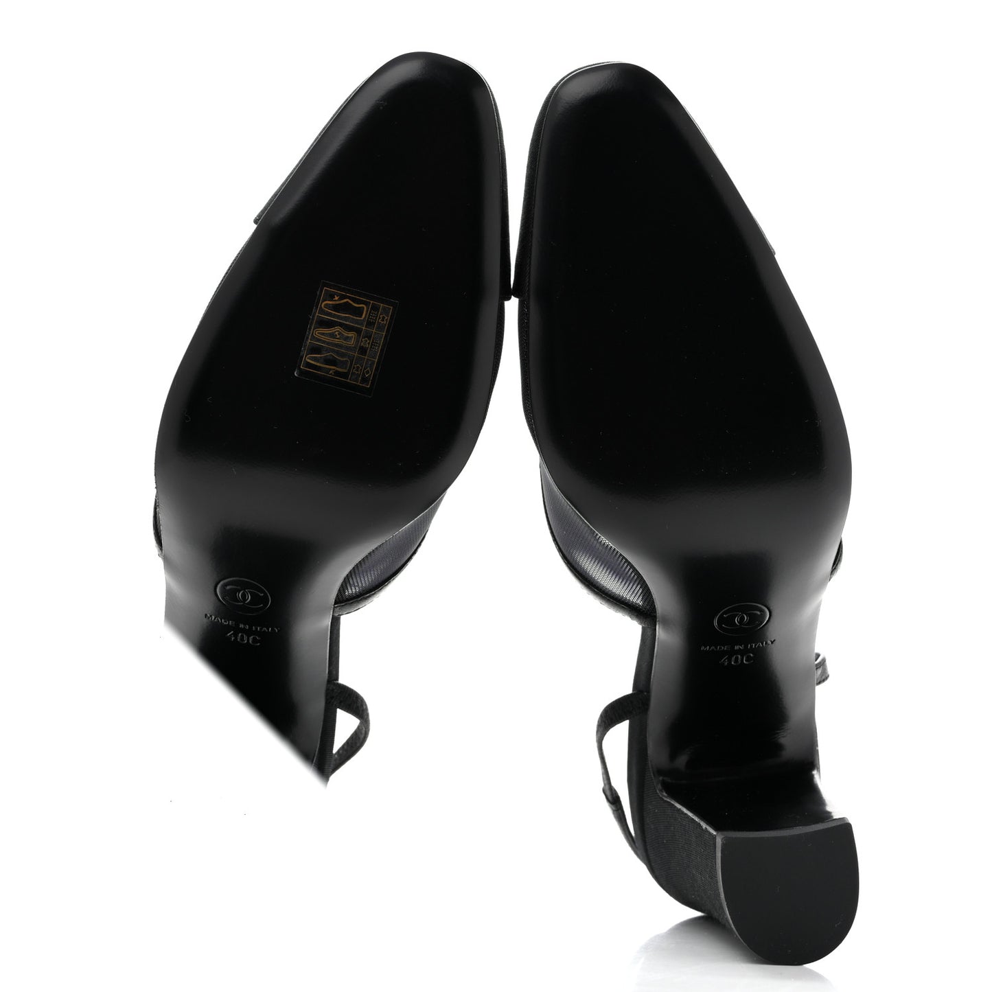 Mesh Grosgrain Cap Toe CC Slingback Pumps 40 Black
