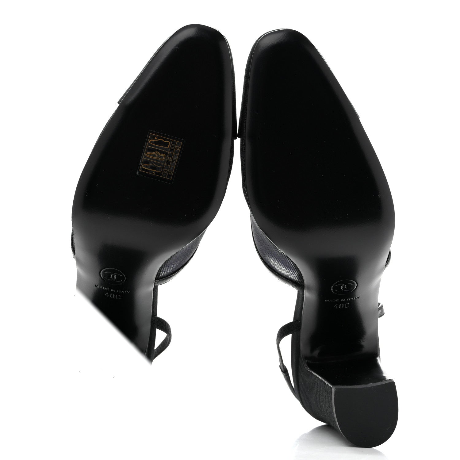 Chanel Mesh Grosgrain Cap Toe CC Slingback Pumps 40 Black 6 of 9