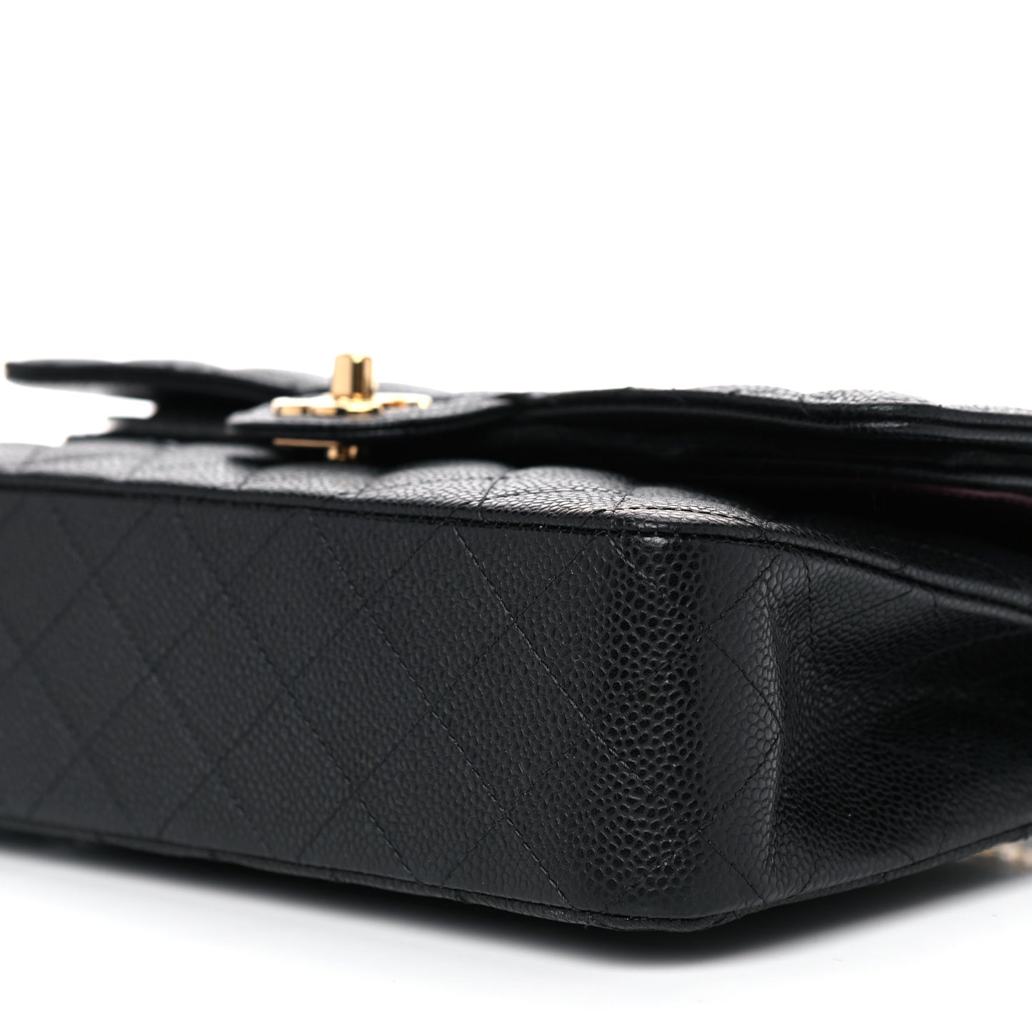 Caviar Quilted Medium Double Flap Black