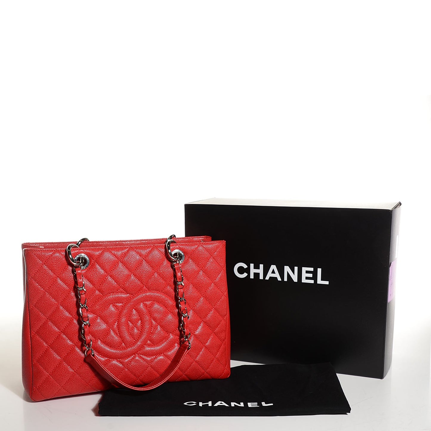 Caviar Quilted Grand Shopping Tote GST Red