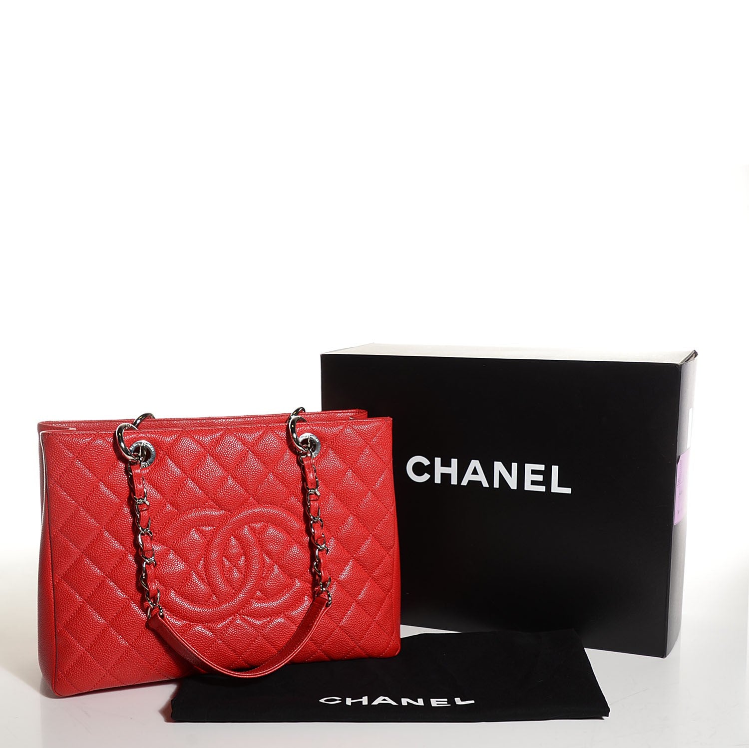 Chanel Caviar Quilted Grand Shopping Tote GST Red 8 of 8