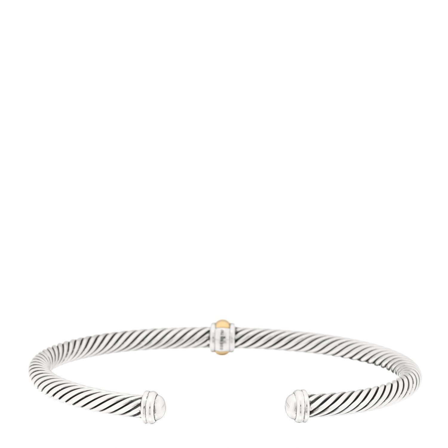 David Yurman Sterling Silver 18K Yellow Gold 4mm Station Cable Bracelet 2 of 4