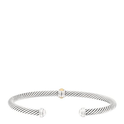 David Yurman Sterling Silver 18K Yellow Gold 4mm Station Cable Bracelet 2 of 4