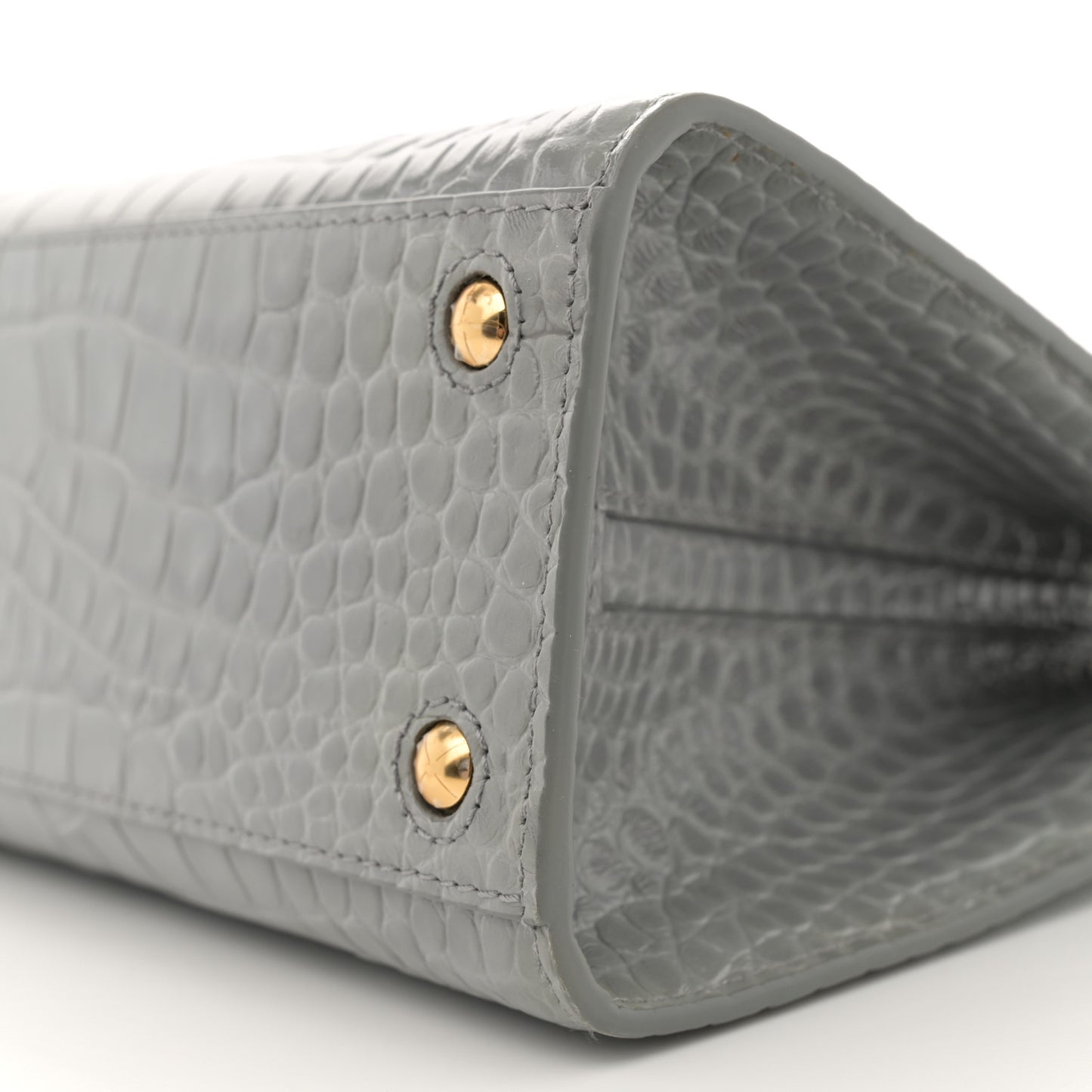 Crocodile Embossed Calfskin Mini Frances Tote Cloud Grey