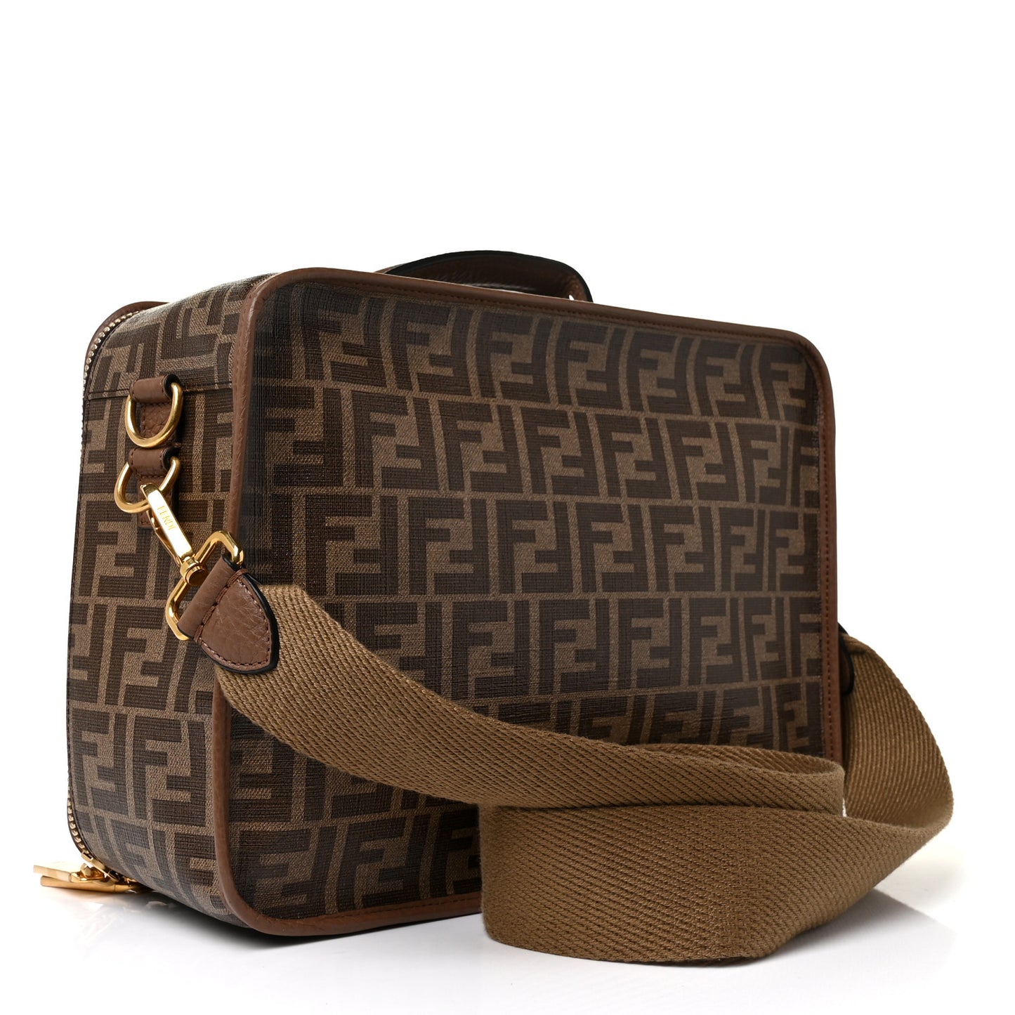 Glazed Fabric FF 1974 Karligraphy Small Travel Bag Mogano Panna