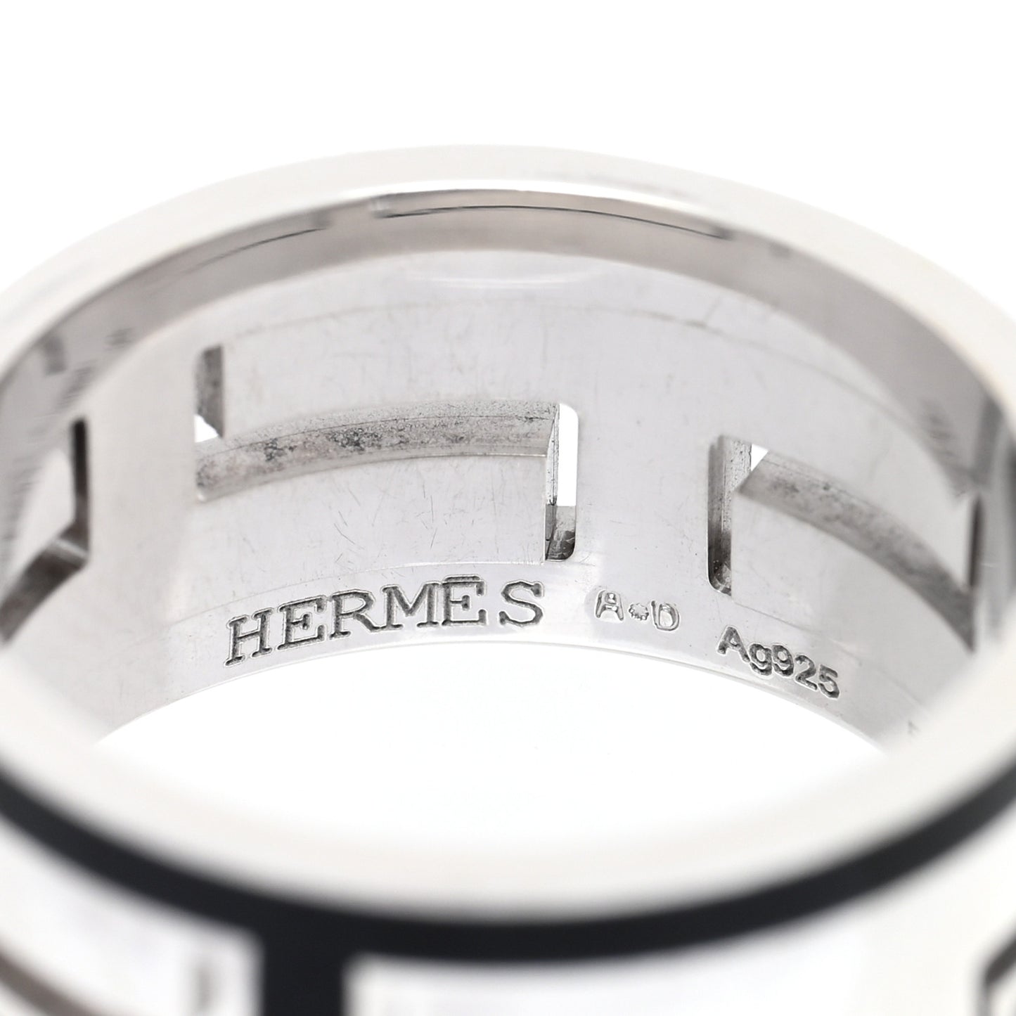 Sterling Silver Enamel Move H Ring 53 6.25 Black