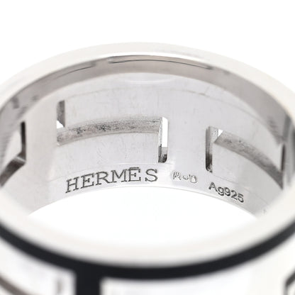 Hermes Sterling Silver Enamel Move H Ring 53 6.25 Black 4 of 4