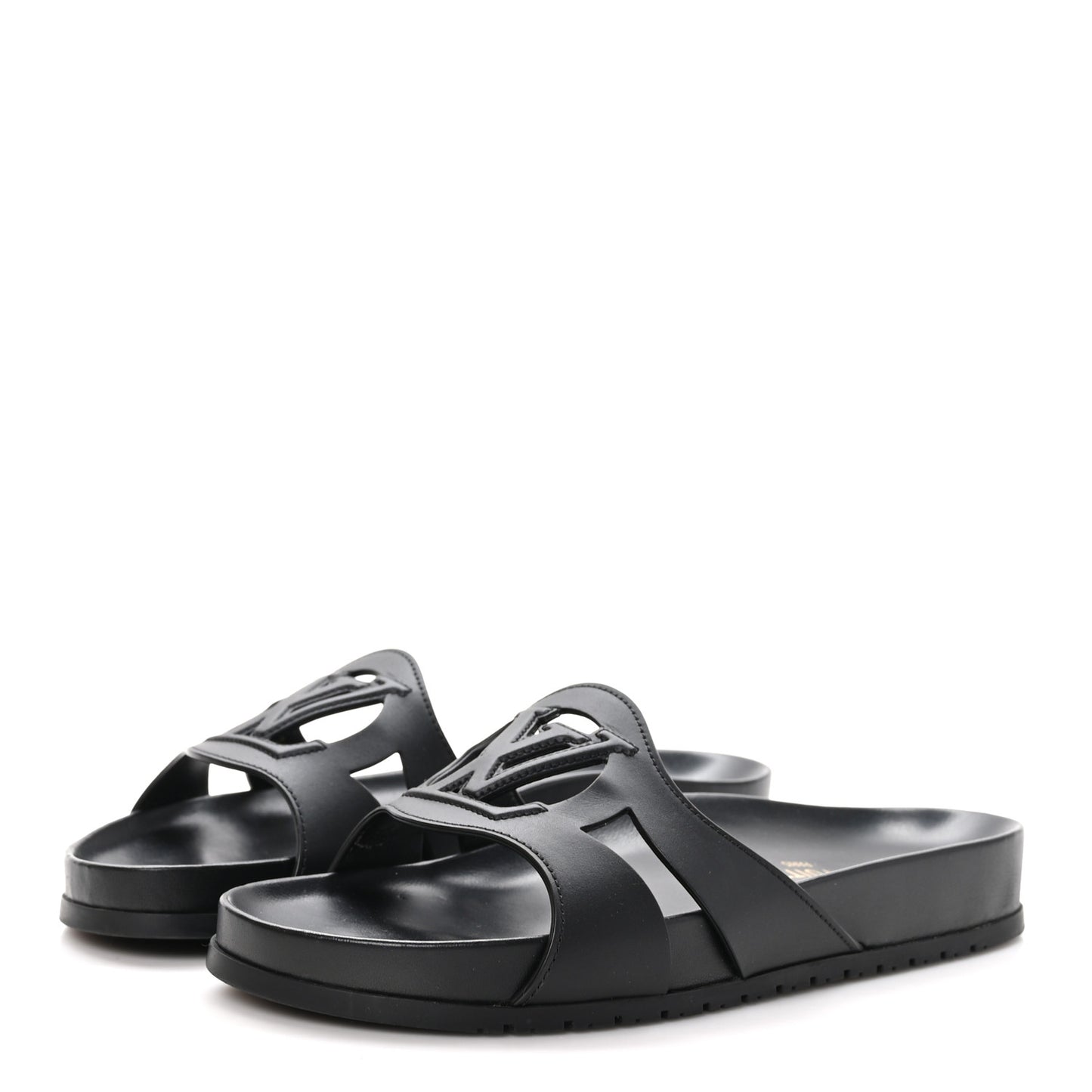 Calfskin LV Isola Flat Sandals 39 Black