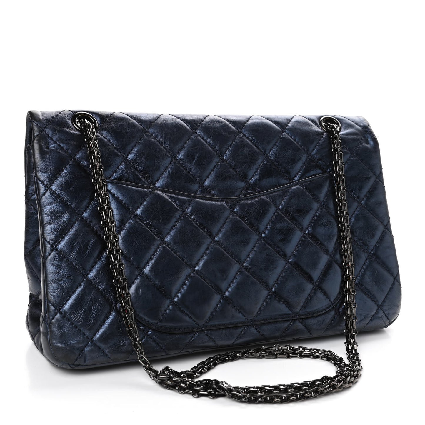 Metallic Aged Calfskin Quilted 2.55 Reissue 227 Flap Blue