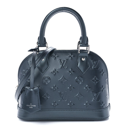 Louis Vuitton Metallic Calfskin Debossed Monogram Alma BB Steel Blue 1 of 10