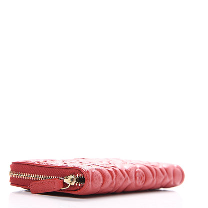 Chanel Caviar Camellia Embossed Medium Zip Around Wallet Red 3 of 8