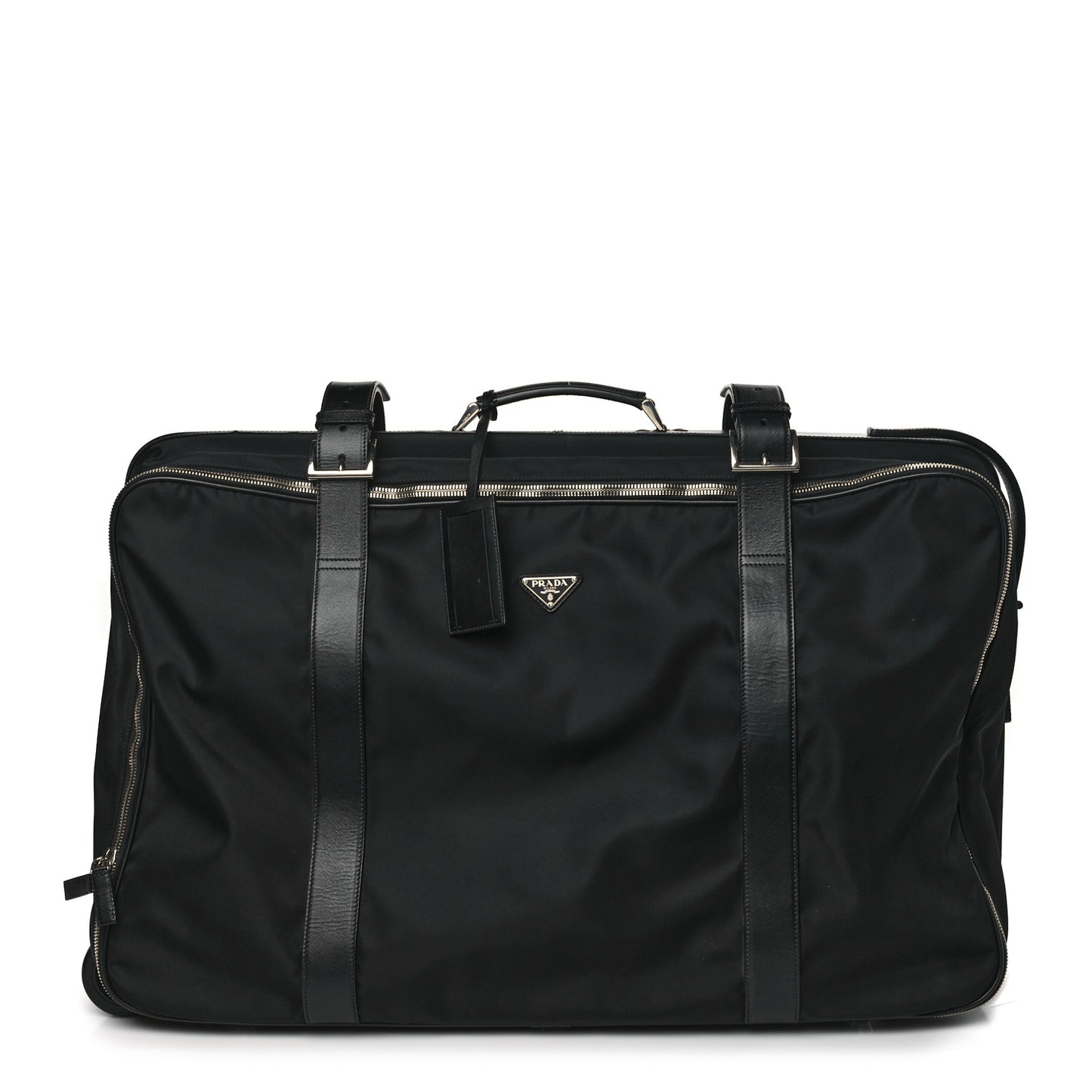 Tessuto Nylon Saffiano Rolling Duffle Black