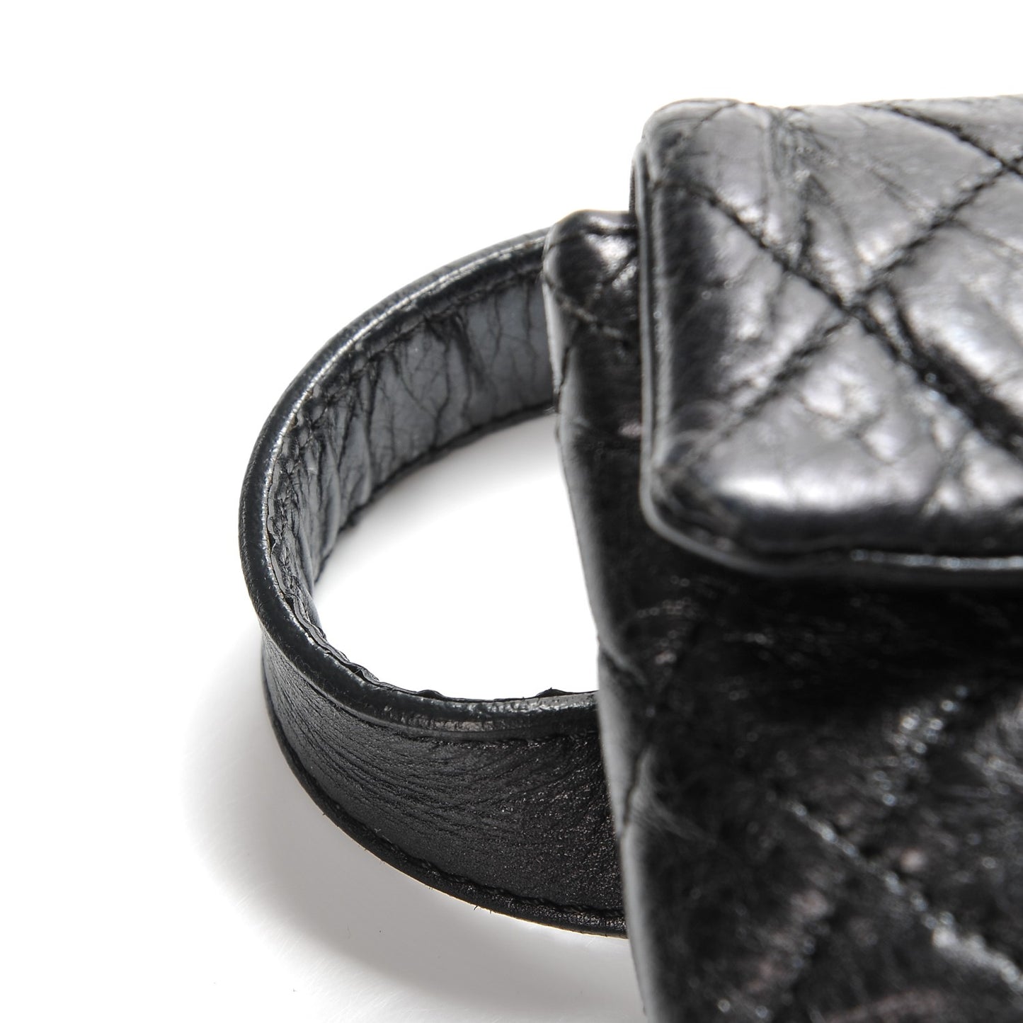 Glazed Calfskin Quilted 2.55 Reissue Flap Belt Bag Clutch Black