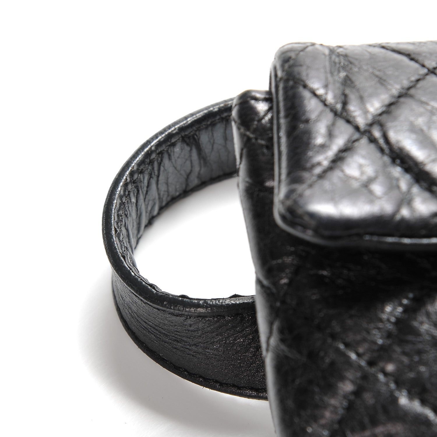 Chanel Glazed Calfskin Quilted 2.55 Reissue Flap Belt Bag Clutch Black 5 of 13