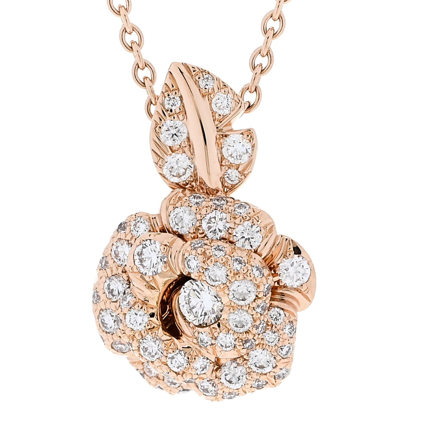 18K Rose Gold Diamond Small Rose Dior Bagatelle Necklace
