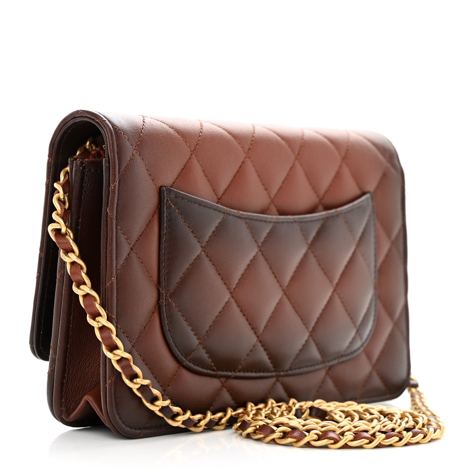 Chanel Gradient Lambskin Quilted Wallet On Chain WOC Brown 3 of 12