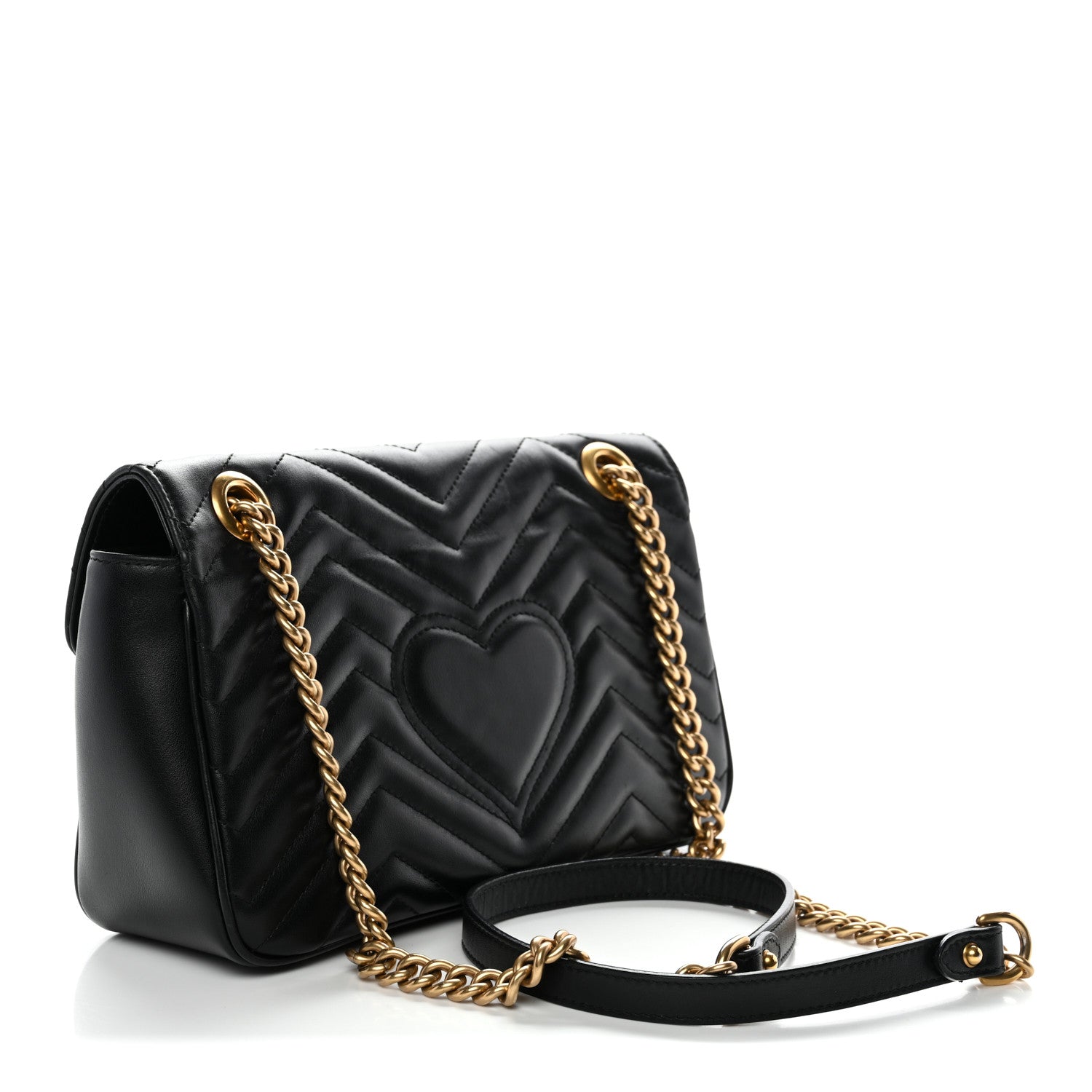 Gucci Calfskin Matelasse Small GG Marmont Shoulder Bag Black 3 of 11