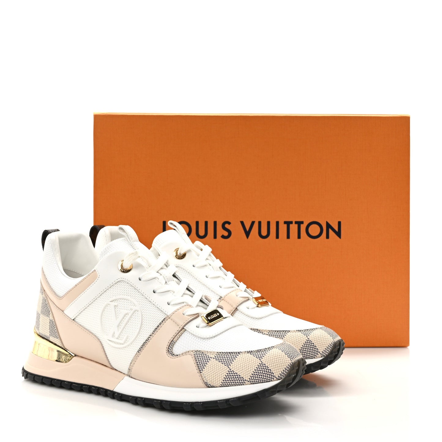 Calfskin Damier Azur Run Away Sneakers 39.5 White