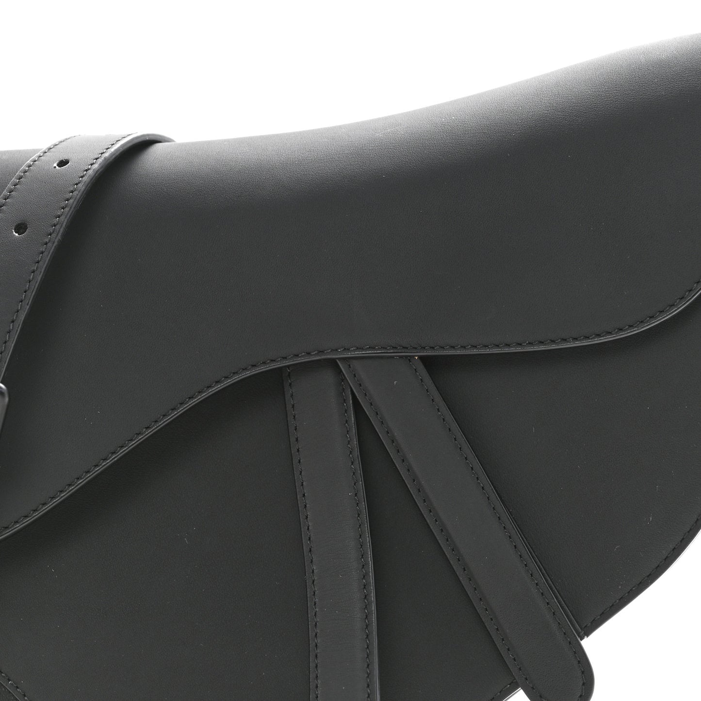Ultra Matte Calfskin Saddle Bag With Strap Black
