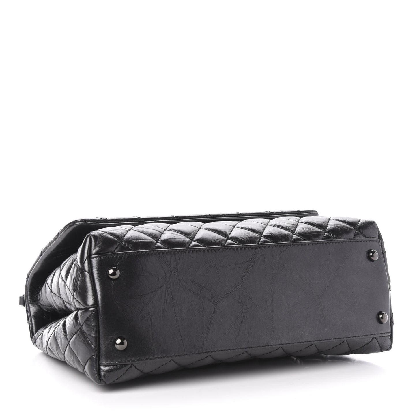 Aged Calfskin Quilted Small Coco Handle Flap So Black