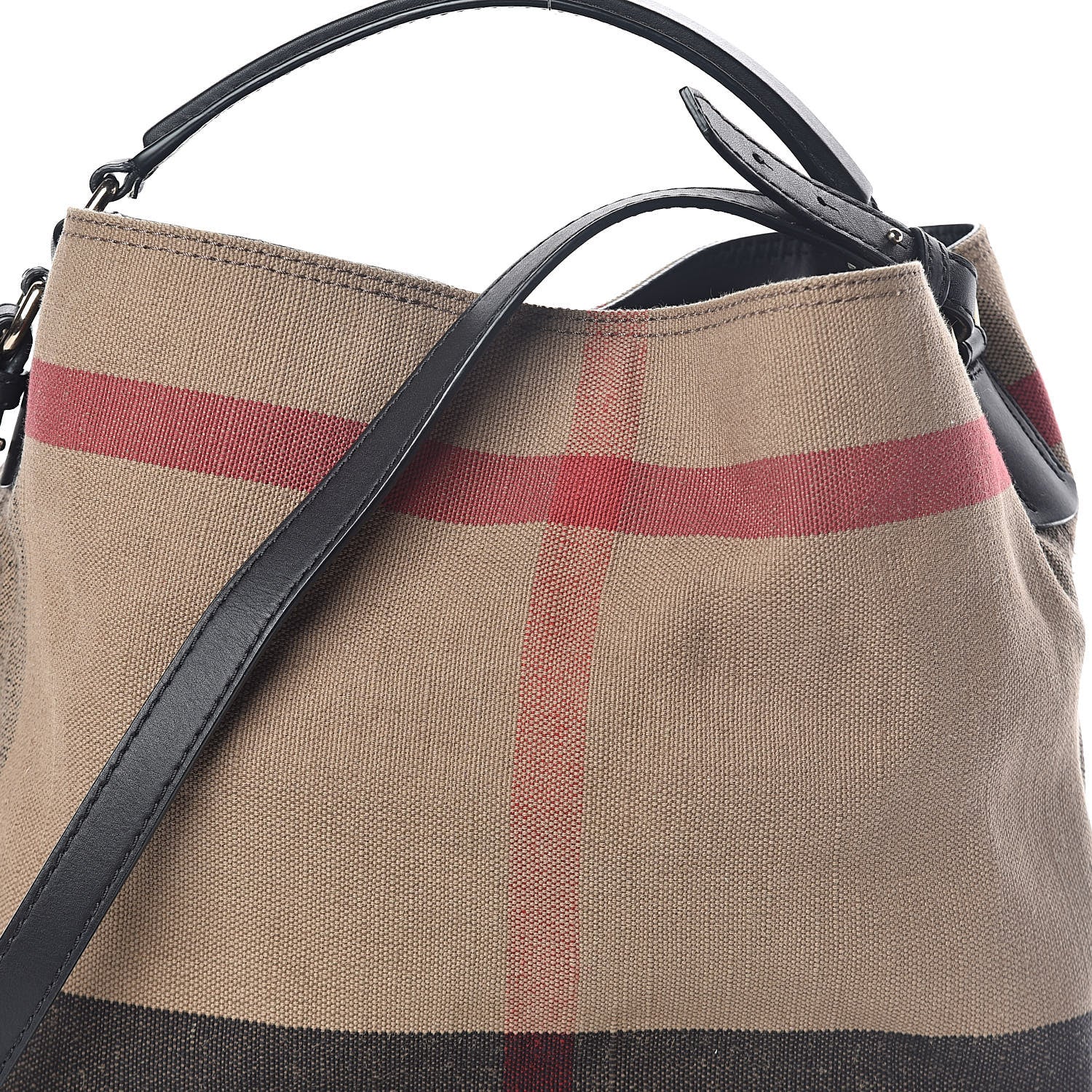 Burberry Canvas Mega Check Medium Ashby Hobo Saddle Black 8 of 10